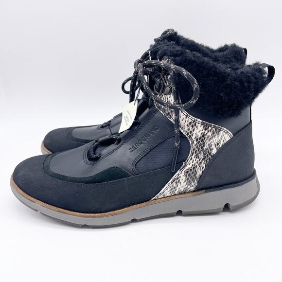 Cole Haan 4.Zerogrand Black Leather Hiker Cold Weather Boots Size 9.5B